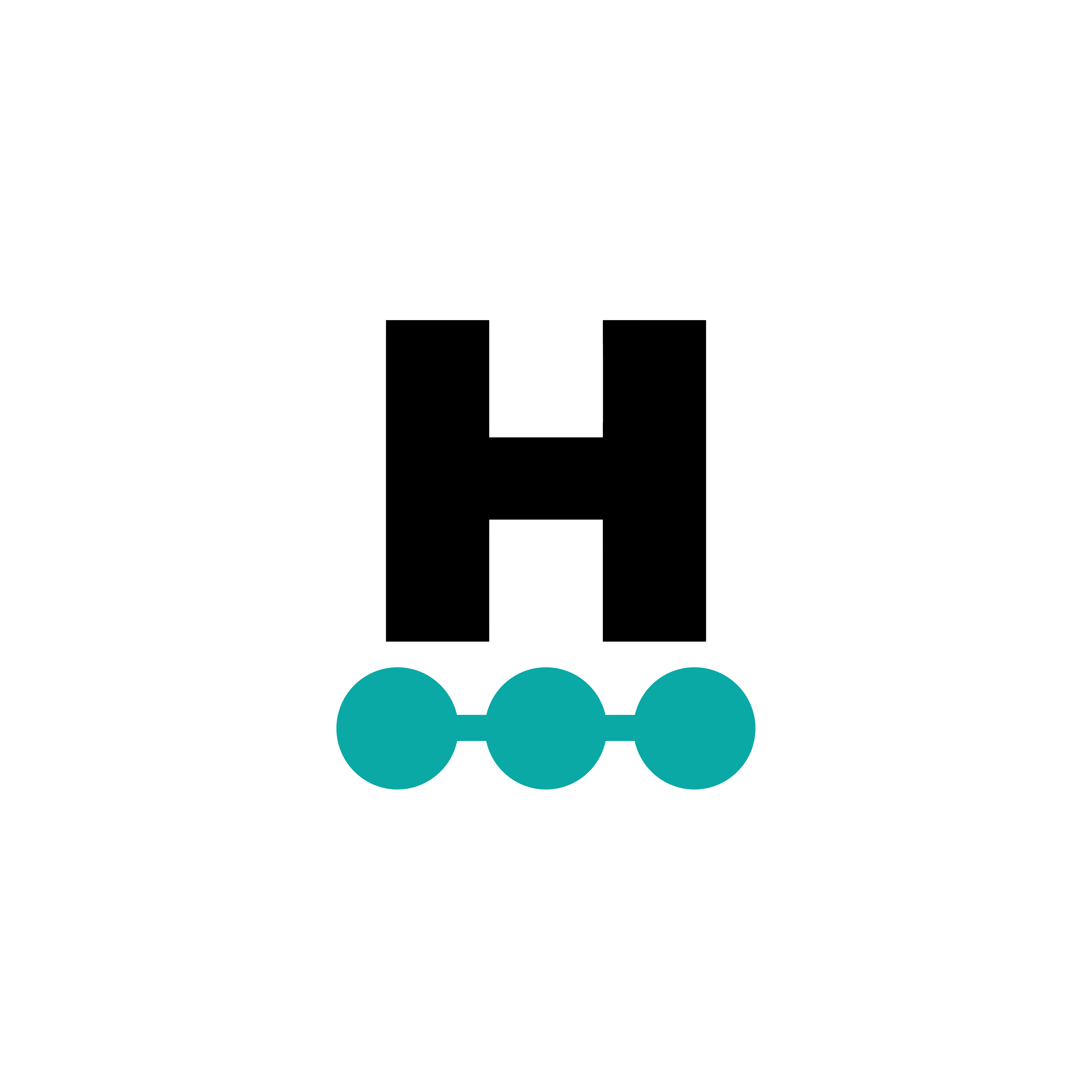 Blue H with Teal Dots